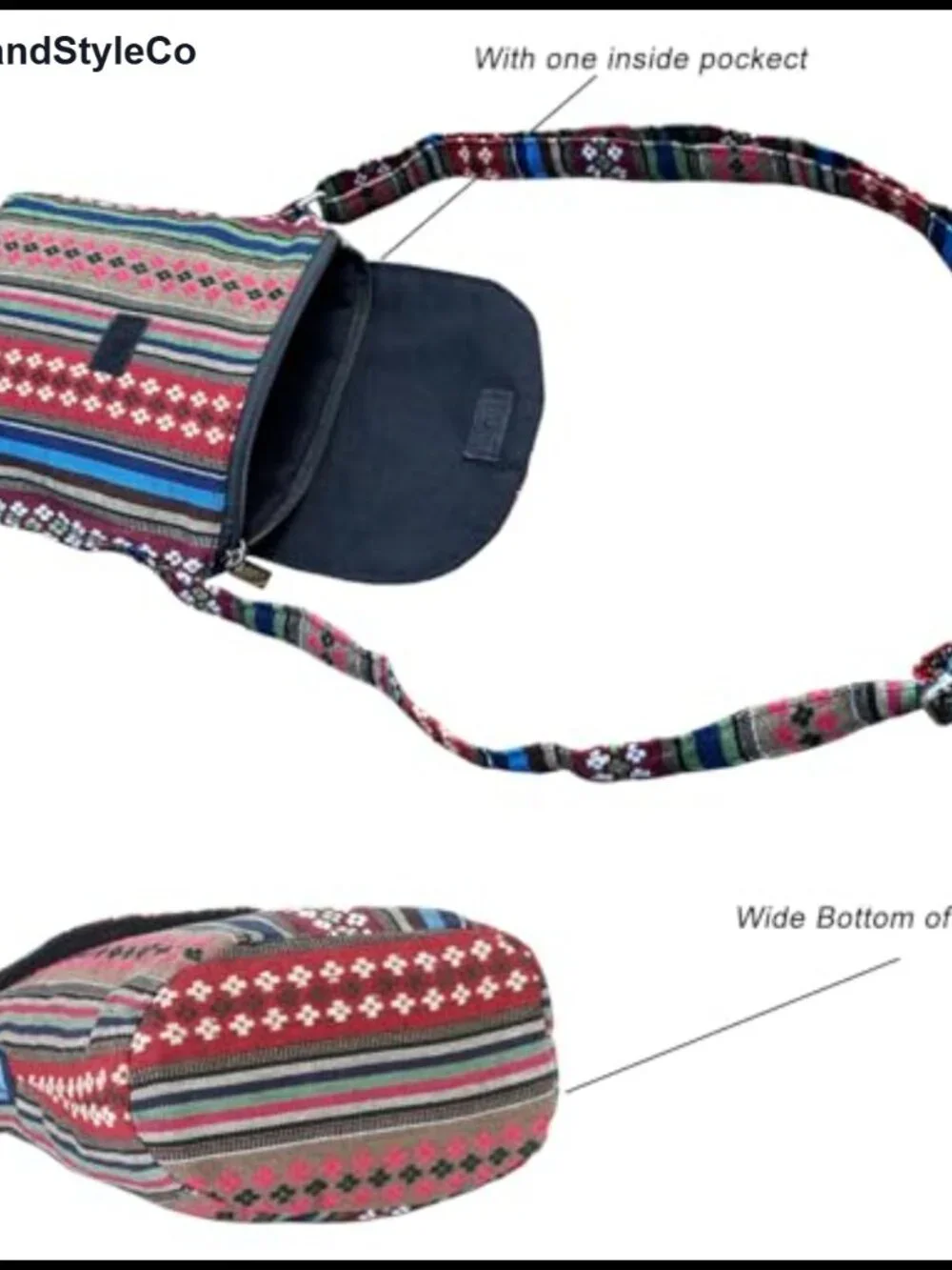 Denim Hobo Crossbody Bag with Floral Print, Adjustable Strap, Travel Purse